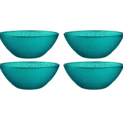 Vivalto schaaltjes/kommetjes - glas - turquoise blauw - D15 cm Best