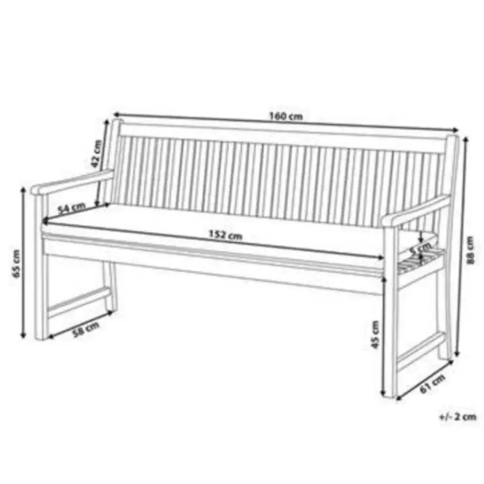 Beliani VIVARA L - Tuinbank - Lichte houtkleur/Beige - FSC® acaciahout New