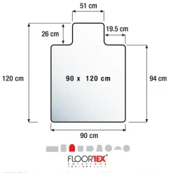 Floortex Vloerbeschermer met uitsparing - Antistatisch PVC - Tapijt - 90x120 cm