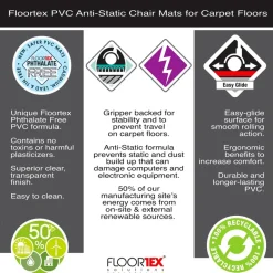 Floortex Vloerbeschermer met uitsparing - Antistatisch PVC - Tapijt - 90x120 cm