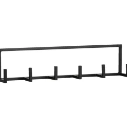Leen Bakker Wandhaak Aken 6 haaks - zwart - 12x50x8 cm Clearance