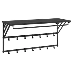 Merkloos Wandkapstok - Kapstok - 14 Haken - Metaal en Hout - Zwart Clearance