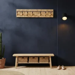 Merkloos Wandkapstok - Kapstok met 28 verstelbare Haken - 87 cm lengte - Bamboe Discount