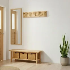 Merkloos Wandkapstok - Kapstok met 28 verstelbare Haken - 87 cm lengte - Bamboe Discount