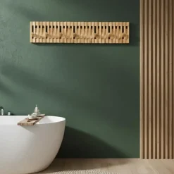 Merkloos Wandkapstok - Kapstok met 28 verstelbare Haken - 87 cm lengte - Bamboe Discount