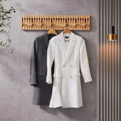 Merkloos Wandkapstok - Kapstok met 28 verstelbare Haken - 87 cm lengte - Bamboe Discount