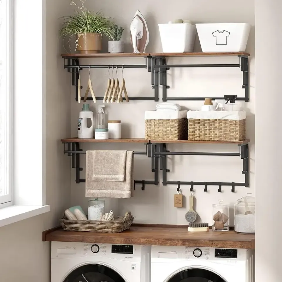 Merkloos Wandkapstok - vintage - 5 haken - 66x27x30 cm - vintage bruin Clearance