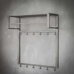 Giga Living Wandkapstok 12-Haaks - Staal - Met Hoedenplank en Roede Clearance