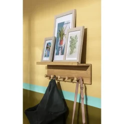 Leen Bakker Wandkapstok Hazel - naturel - 12x49x9,5 cm Clearance