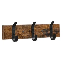 Merkloos Wandkapstok met 6 Haken - compacte houten Muurkapstok - Vintage Bruin en Zwart Clearance