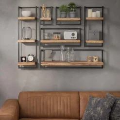 Giga Living Wandplank Edge 100cm - Acaciahout & Metaal Discount