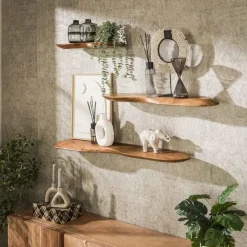 Giga Living Wandplank Naturel Acaciahout - 120x20x4cm - Organic Online