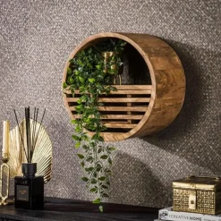 Emob Wandplank Wes ø40cm x25cm-zandkleurig mangohout Outlet