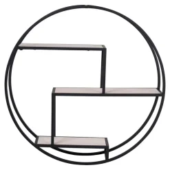 House Nordic Wandplank Zwart Ø62cm - Metaal & Hout - Wandplank Rotterdam Discount