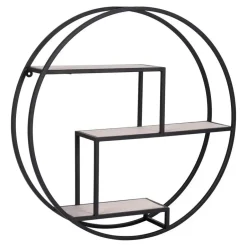 House Nordic Wandplank Zwart Ø62cm - Metaal & Hout - Wandplank Rotterdam Discount