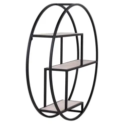 House Nordic Wandplank Zwart Ø62cm - Metaal & Hout - Wandplank Rotterdam Discount