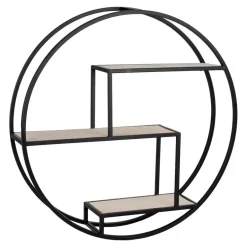 House Nordic Wandplank Zwart Ø62cm - Metaal & Hout - Wandplank Rotterdam Discount