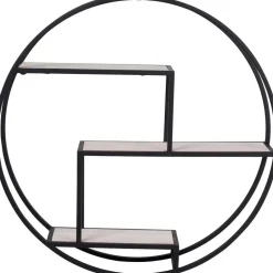 House Nordic Wandplank Zwart Ø62cm - Metaal & Hout - Wandplank Rotterdam Discount