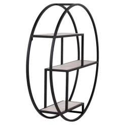 House Nordic Wandplank Zwart Ø62cm - Metaal & Hout - Wandplank Rotterdam Discount