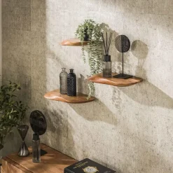 Giga Living Wandschap Acaciahout - Set van 3 - 50x20x4cm - Organic Best