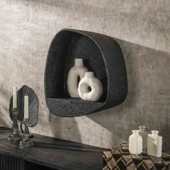 Giga Living Wandschap Grijs Metaal - 43x21x48cm - Metallic Breed Clearance