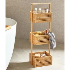 Beliani WAVERLY - Badkamerkast - Lichthout - Bamboe Best