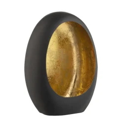 Leen Bakker Windlicht Brygge - Zwart/Goud - 26x19x10 cm Clearance