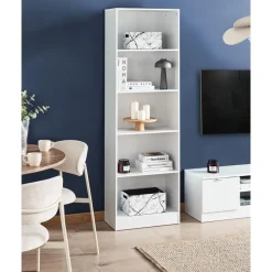 Leen Bakker WINNIPEG - Boekenkast 5 planken - Wit - Vezelplaat Discount