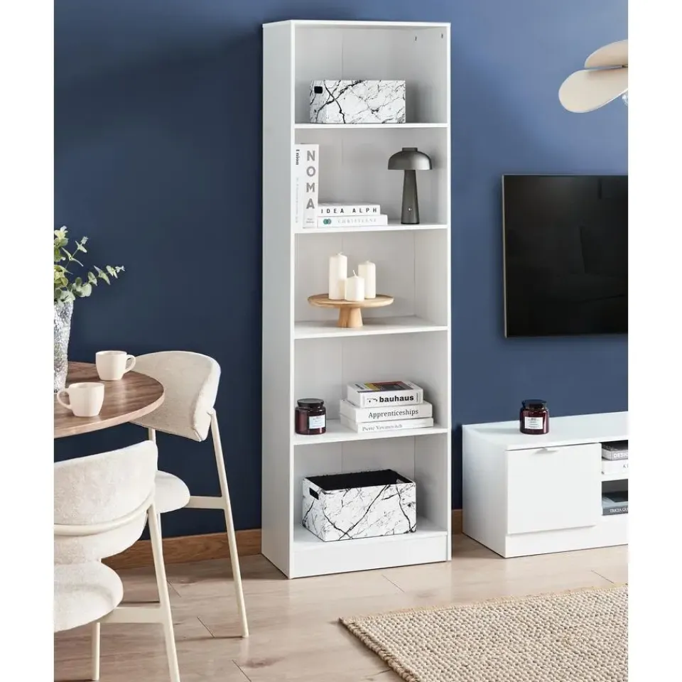 Leen Bakker WINNIPEG - Boekenkast 5 planken - Wit - Vezelplaat Discount