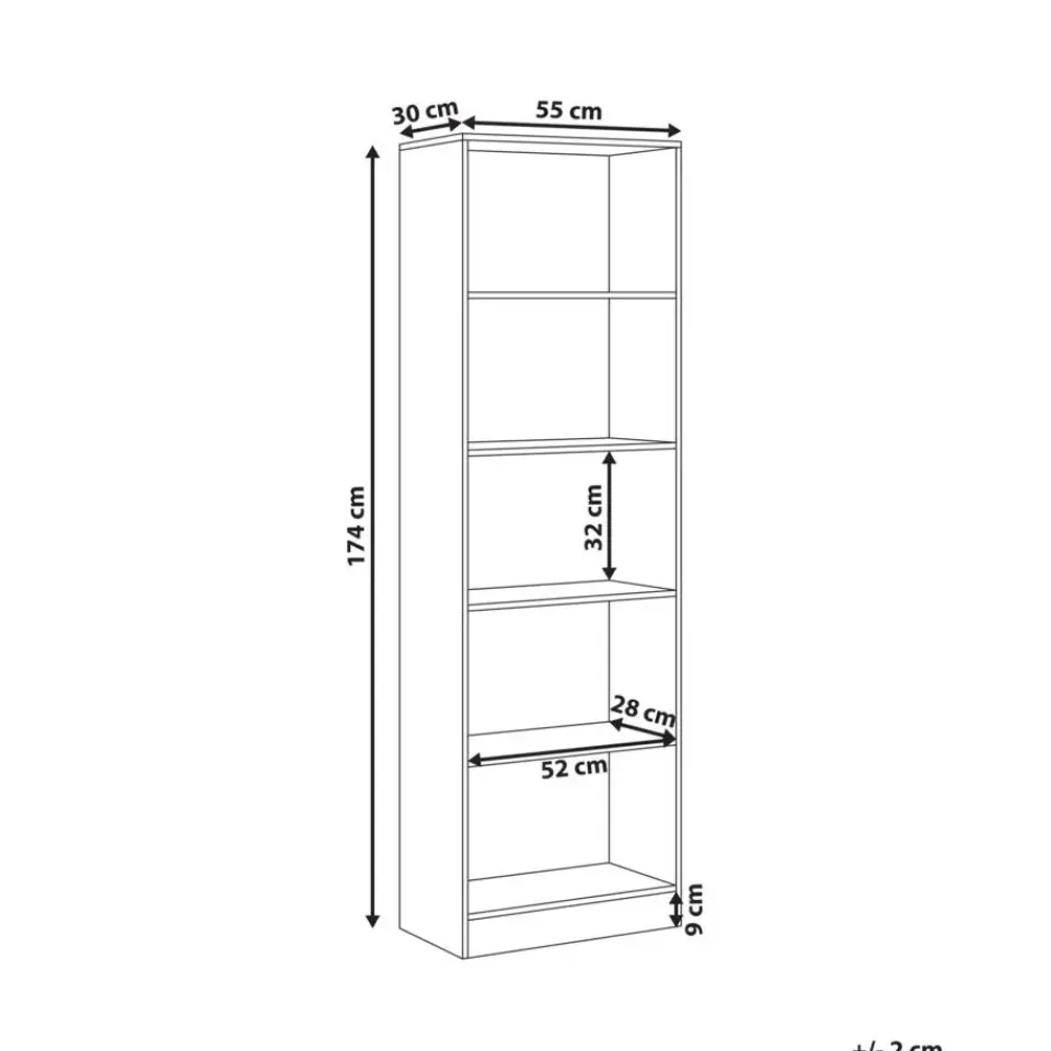 Leen Bakker WINNIPEG - Boekenkast 5 planken - Wit - Vezelplaat Discount