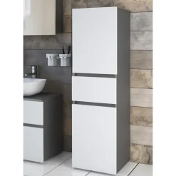 Loft24 Wisla - Midi-kast 1 lade, 2 deuren in wit/antraciet spaanplaat New