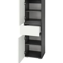 Loft24 Wisla - Midi-kast 1 lade, 2 deuren in wit/antraciet spaanplaat New