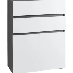 Loft24 Wisla - Midikast 2 laden, 2 deuren in wit/antraciet spaanplaat