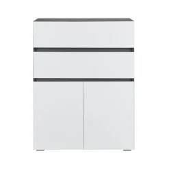 Loft24 Wisla - Midikast 2 laden, 2 deuren in wit/antraciet spaanplaat