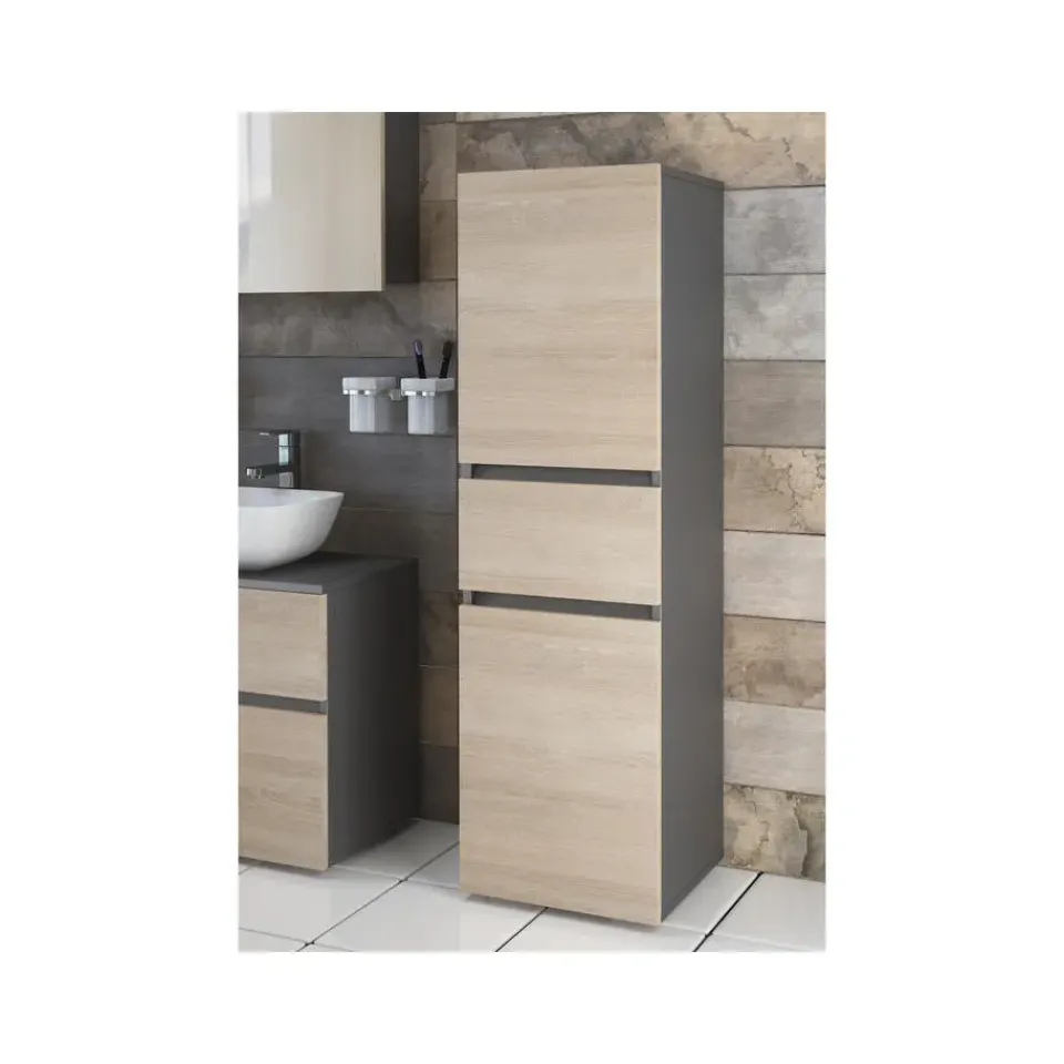 Loft24 Wisla - Midikast met 2 deuren en 1 lade in antraciet/eiken New