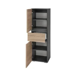 Loft24 Wisla - Midikast met 2 deuren en 1 lade in antraciet/eiken New
