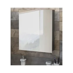 Loft24 Wisla - Wandkast met spiegel wit / antraciet spaanplaat