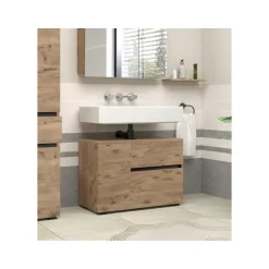 Loft24 Wisla - Wastafelonderkast met 1 deur / 1 klep / 1 lade in eikenoptik Sale