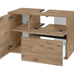 Loft24 Wisla - Wastafelonderkast met 1 deur / 1 klep / 1 lade in eikenoptik Sale