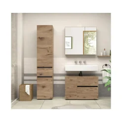 Loft24 Wisla - Wastafelonderkast met 1 deur / 1 klep / 1 lade in eikenoptik Sale