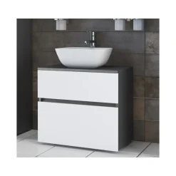 Loft24 Wisla - Wastafelonderkast met 1 lade in antraciet wit Clearance