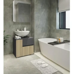 Loft24 Wisla - Wastafelonderkast met 1 deur / 1 lade / 1 klep in antraciet