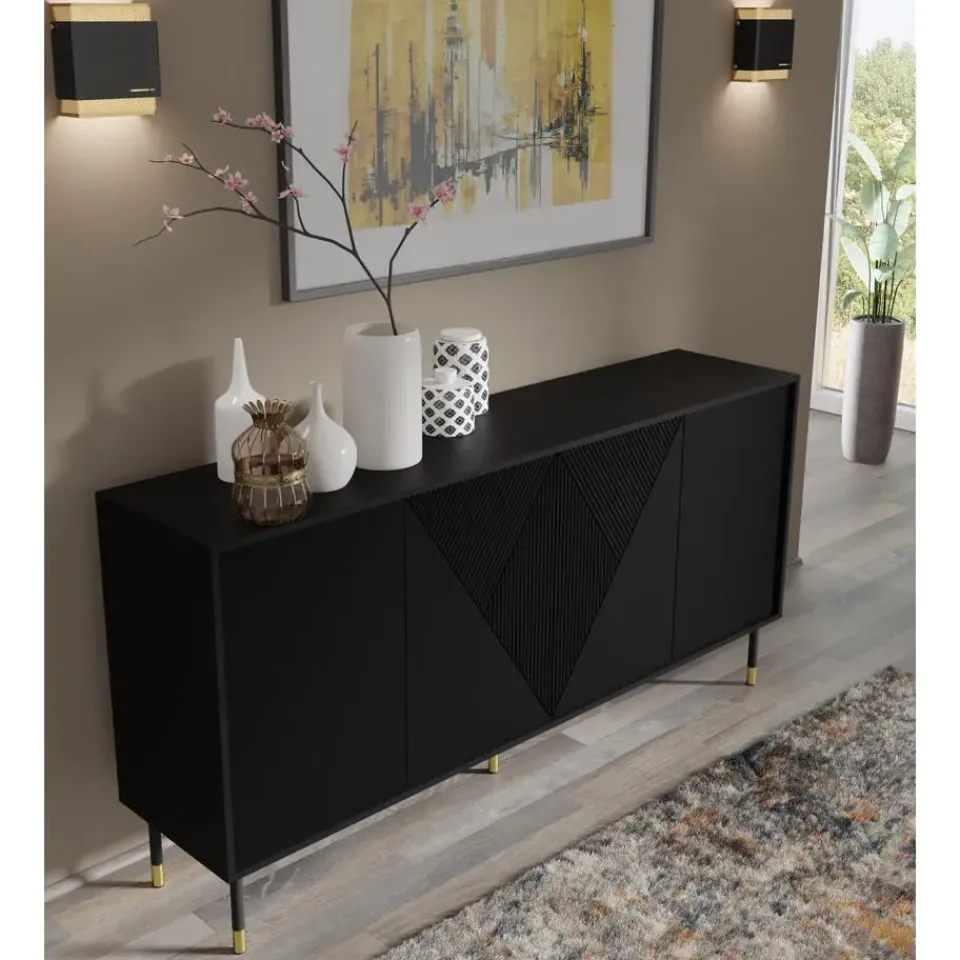 Homlando WOODY dressoir 4D 180 cm mat zwart Sale