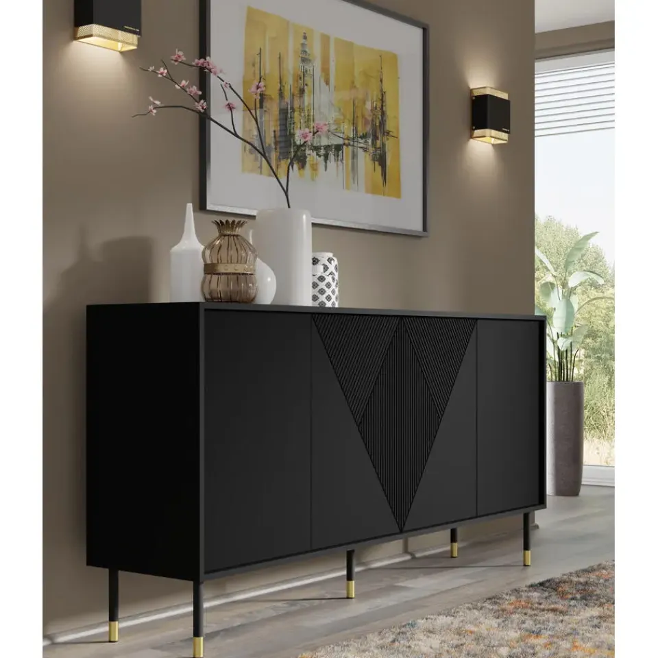 Homlando WOODY dressoir 4D 180 cm mat zwart Sale