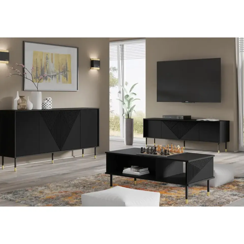 Homlando WOODY dressoir 4D 180 cm mat zwart Sale