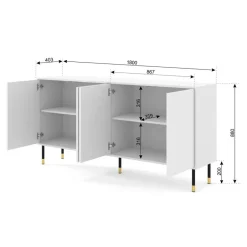 Homlando WOODY dressoir 4D 180 cm mat zwart Sale