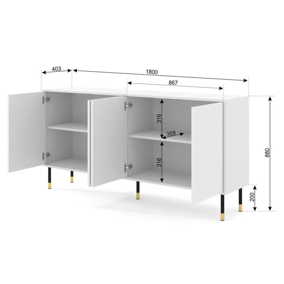 Homlando WOODY dressoir 4D 180 cm mat zwart Sale