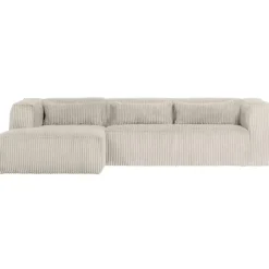 WOOOD Bean Hoekbank Links - Ribstof - Naturel - 73x305x96 New