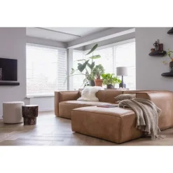 WOOOD Bean Hoekbank Rechts - Ecoleer - Cognac - 73x305x96 Best