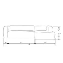 WOOOD Bean Hoekbank Rechts - Ribstof - Travertin - 73x305x96 Online